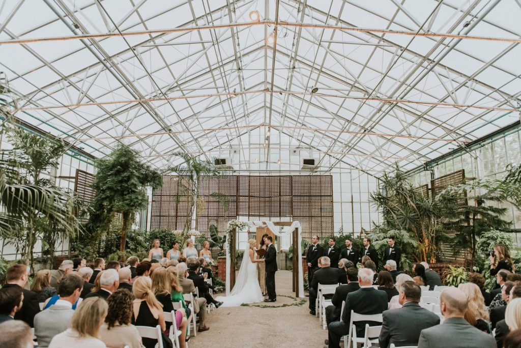 arcitectural indoor ceremony alisa tongg celebrant horticultural center wedding m2 photography