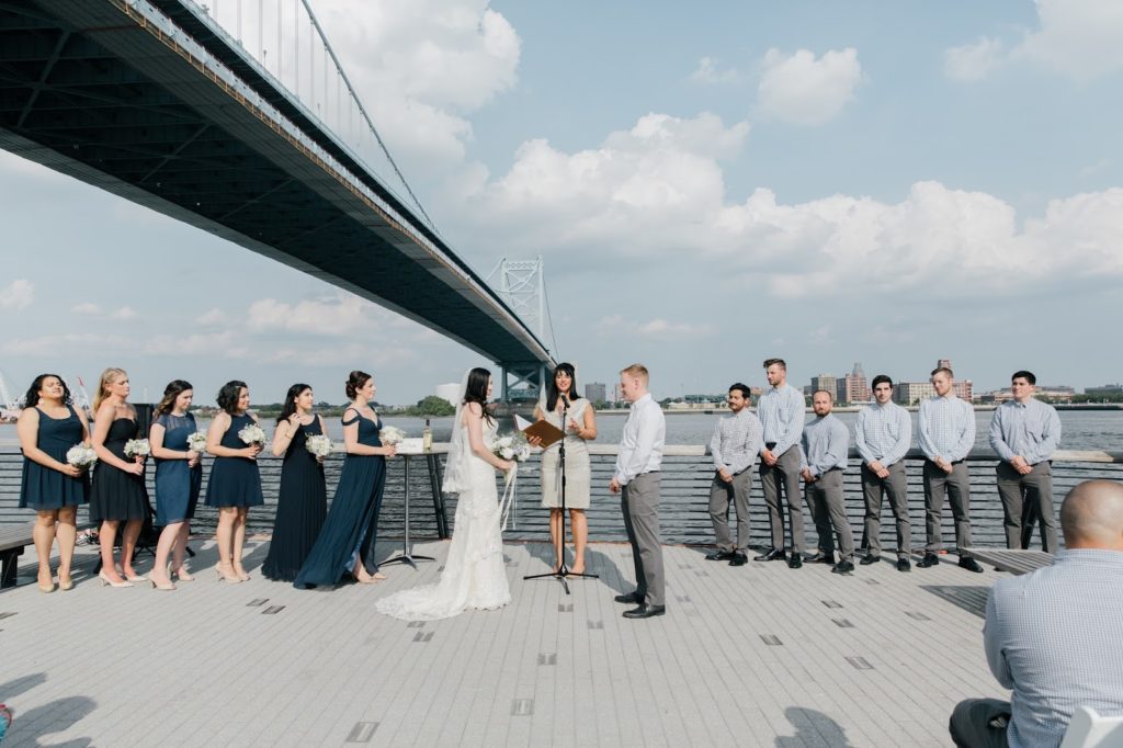 blue and grey wedding at race street pier alisa tongg celebrant race street peir philadelphia wedding emily wren photography