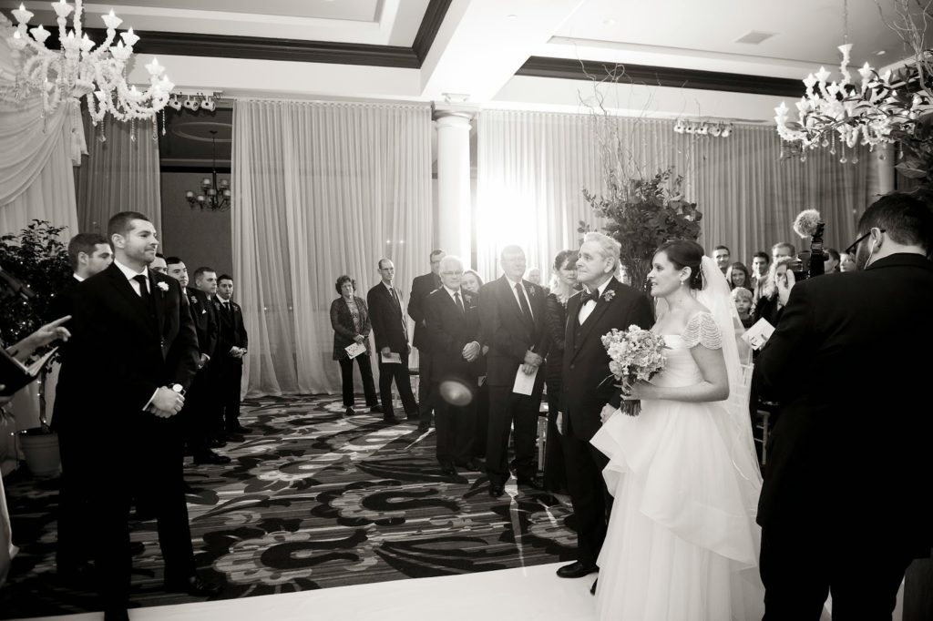 carly walks down the aisle with her father to branden vie ceremony alisa tongg celebrant heather fowler photography 1