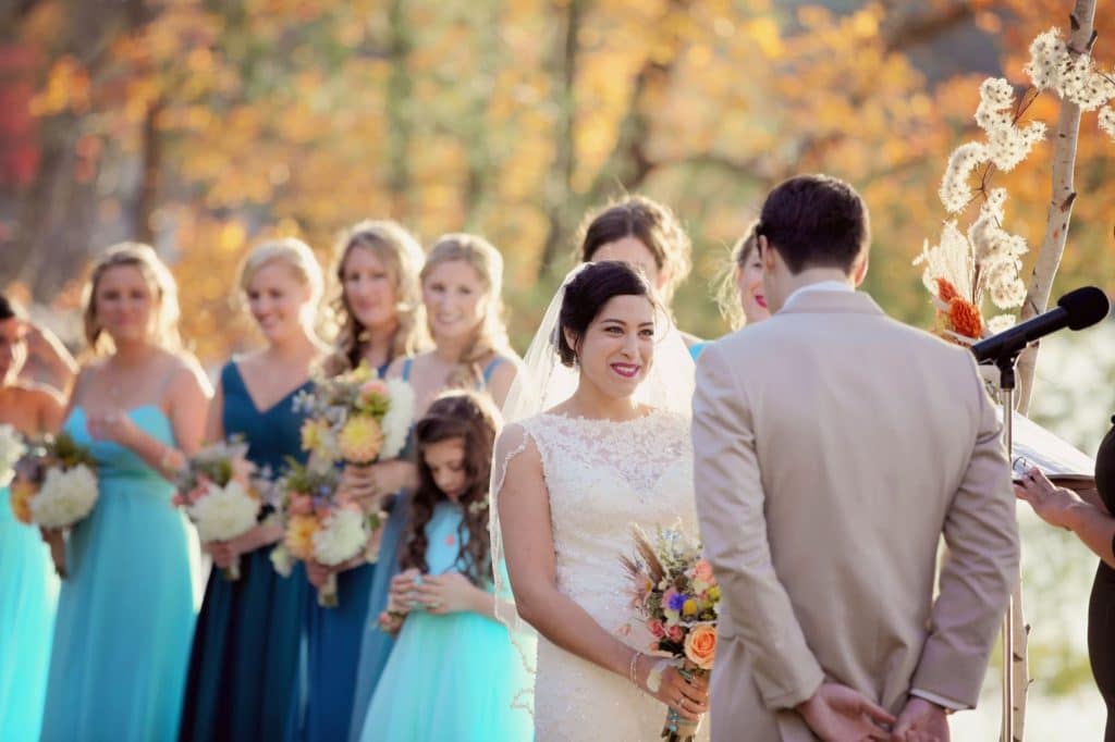 christian and bridesmaids in shades of blue woodloch wedding alisa tongg celebrant kindered souls photography