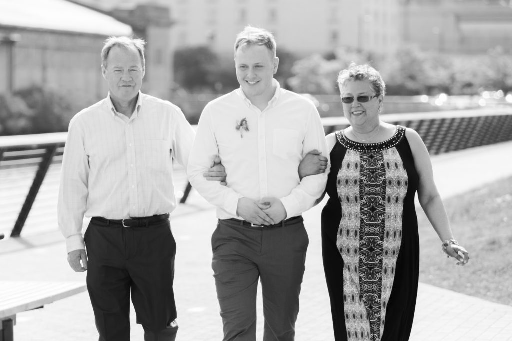 dustin processional with both parents alisa tongg celebrant race street peir philadelphia wedding emily wren photography