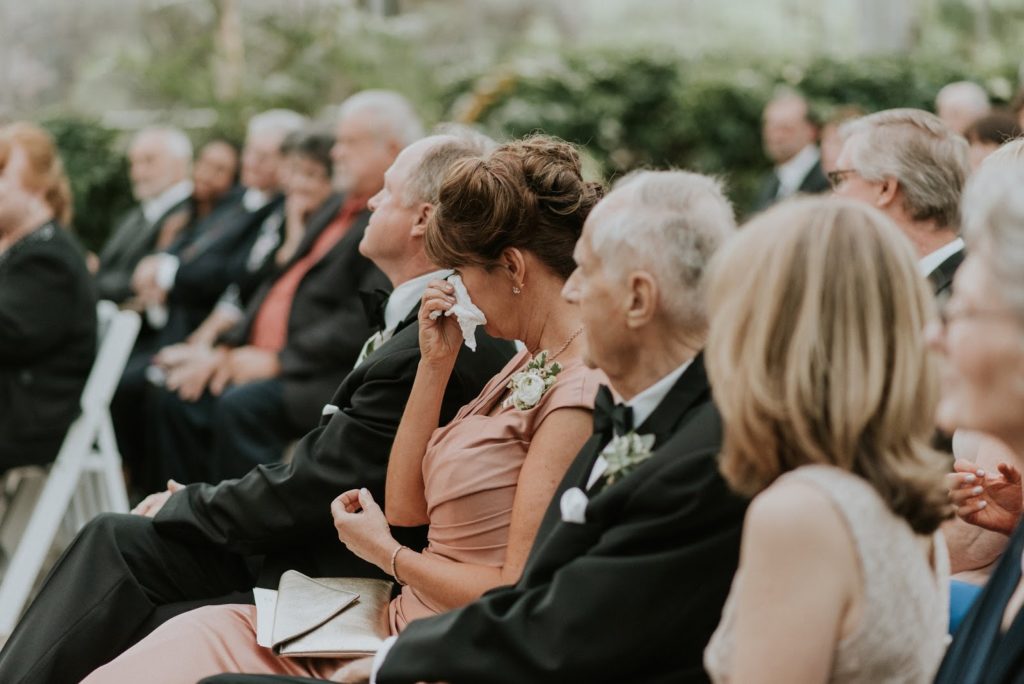 first row tears alisa tongg celebrant horticultural center wedding m2 photography