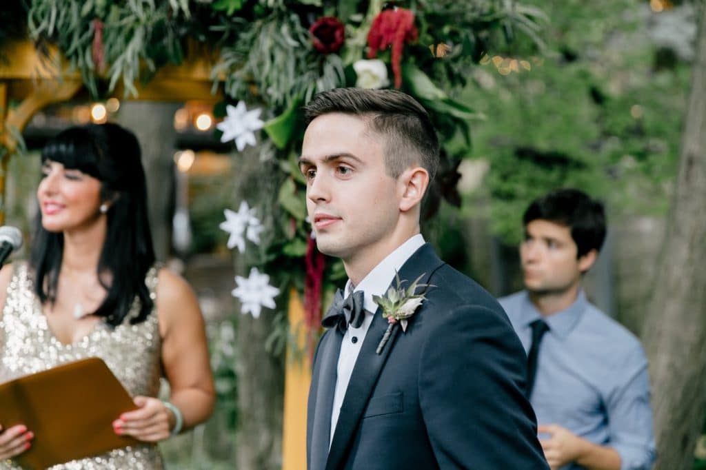 groom sees bride approach aisle alisa tongg celebrant emily wren photography