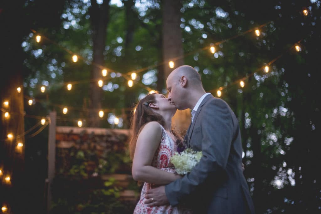 kiss Blue Hour Elopement at The Living wall at Promise Ridge Rob Yaskovic Photography