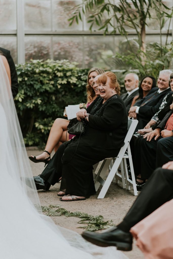 laughing mother alisa tongg celebrant horticultural center wedding m2 photography