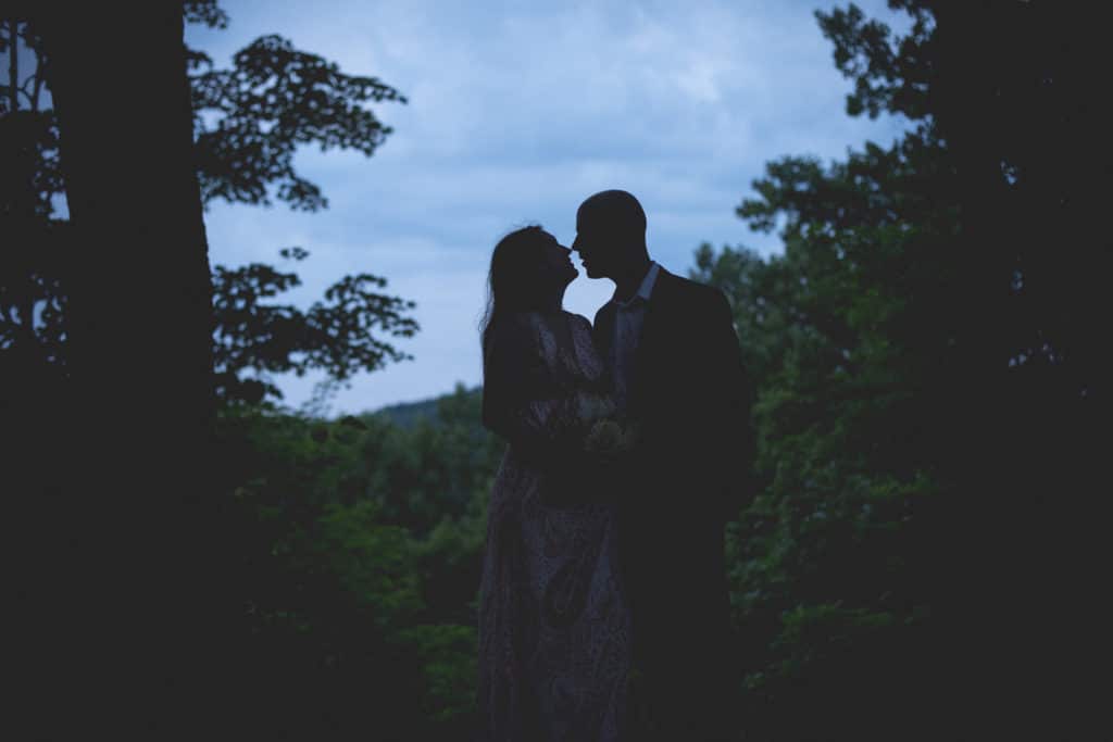 sillouette Blue Hour Elopement at The Living wall at Promise Ridge Rob Yaskovic Photography