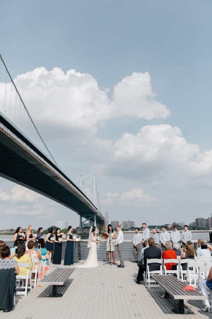 wedding ceremony at race street pier alisa tongg celebrant race street peir philadelphia wedding emily wren photography