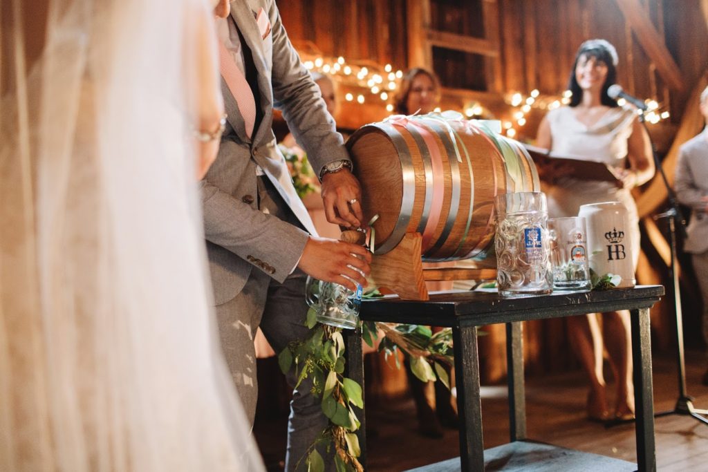 wedding ceremony keg tapping alisa tongg celebrant with love and embers photography